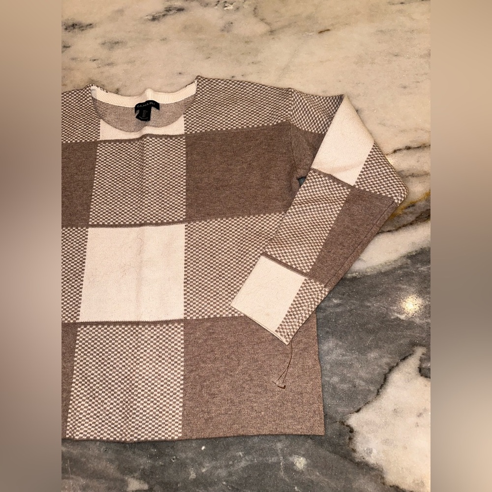 Tahari Size Large Patchwork Colorblock Brown And … - image 3